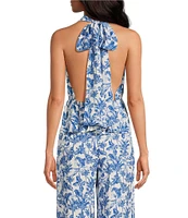 Gianni Bini x Shea Leigh Mills Amalfi Printed Satin Coordinating Halter Top