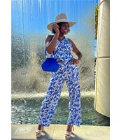 Gianni Bini x Shea Leigh Mills Amalfi Printed Satin Coordinating Trouser Pants