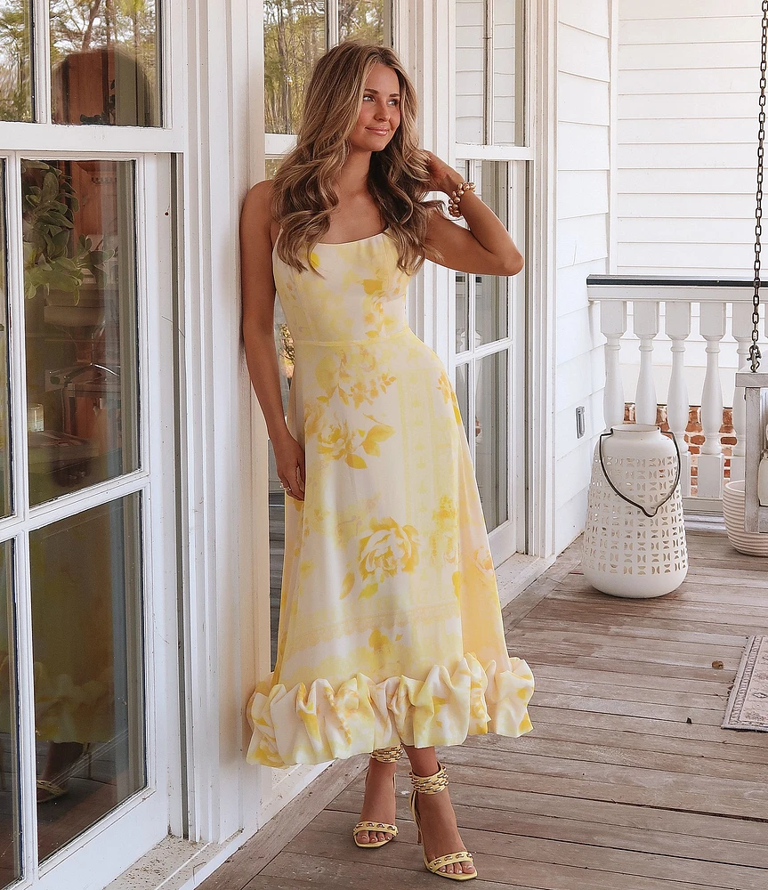 Gianni Bini x Shea Leigh Mills Chandler Sway Floral Sweetheart Neck Midi A-Line Dress