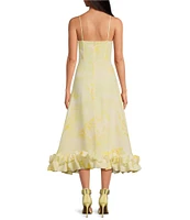 Gianni Bini x Shea Leigh Mills Chandler Sway Floral Sweetheart Neck Midi A-Line Dress