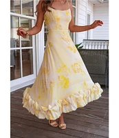 Gianni Bini x Shea Leigh Mills Chandler Sway Floral Sweetheart Neck Midi A-Line Dress