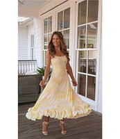 Gianni Bini x Shea Leigh Mills Chandler Sway Floral Sweetheart Neck Midi A-Line Dress