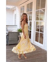 Gianni Bini x Shea Leigh Mills Chandler Sway Floral Sweetheart Neck Midi A-Line Dress