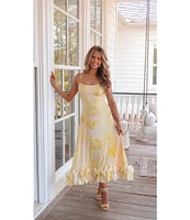 Gianni Bini x Shea Leigh Mills Chandler Sway Floral Sweetheart Neck Midi A-Line Dress