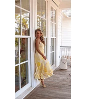 Gianni Bini x Shea Leigh Mills Chandler Sway Floral Sweetheart Neck Midi A-Line Dress