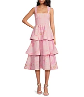 Gianni Bini x Shea Leigh Mills Dolly Printed Sateen Tiered Dress