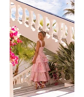 Gianni Bini x Shea Leigh Mills Dolly Printed Sateen Tiered Dress