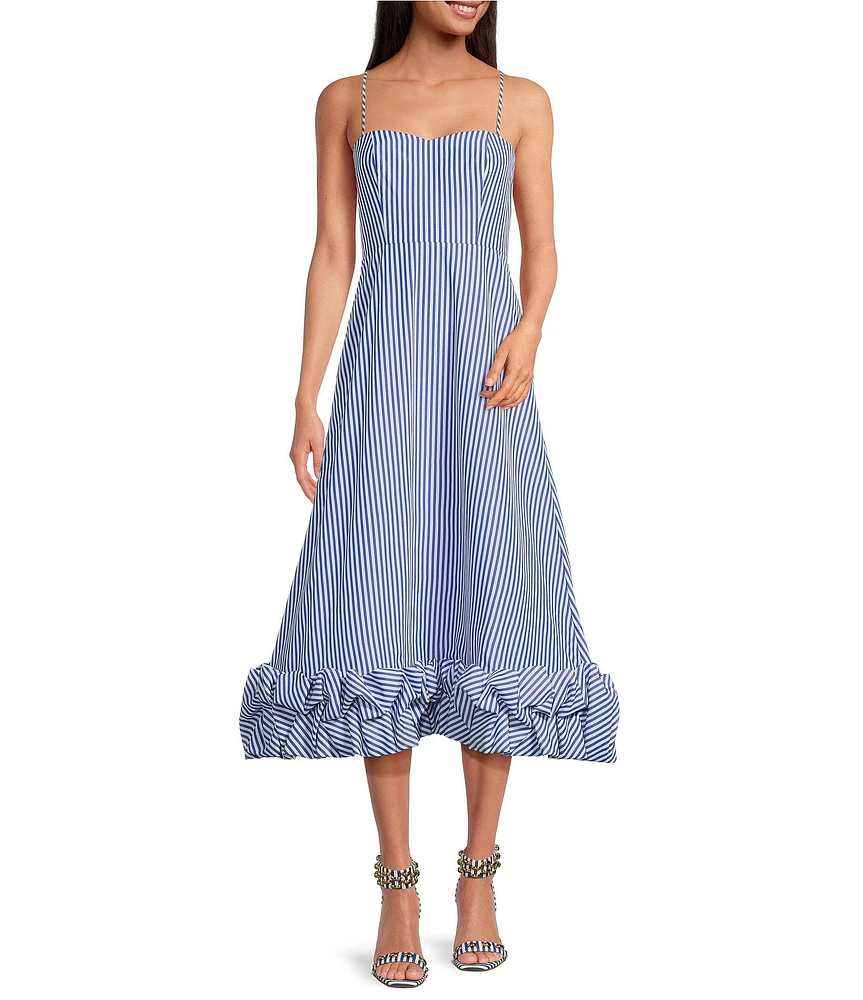 Gianni Bini x Shea Leigh Mills Lucy Jane Stripe Maxi Sway Stripe Print Maxi Dress