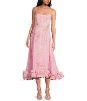 Gianni Bini x Shea Leigh Mills Shea Leigh Sway Blur Print Scoop Neck Crepe A-Line Maxi Dress