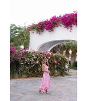Gianni Bini x Shea Leigh Mills Shea Leigh Sway Blur Print Scoop Neck Crepe A-Line Maxi Dress