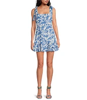 Gianni Bini x Shea Leigh Mills Sophia Printed Satin Mini Ruffle Dress