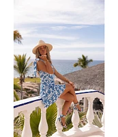 Gianni Bini x Shea Leigh Mills Sophia Printed Satin Mini Ruffle Dress