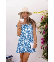 Gianni Bini x Shea Leigh Mills Sophia Printed Satin Mini Ruffle Dress