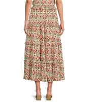 Gibson & Latimer Coordinating Floral Printed Tiered Maxi Skirt