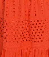 Gibson & Latimer Eyelet Woven Mid Rise Drop Waist A-Line Flounce Midi Coordinating Skirt