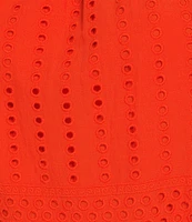Gibson & Latimer Eyelet Woven Ruched Mock Neck Sleeveless Tie at Waist Tiered A-Line Flounce Maxi Dress