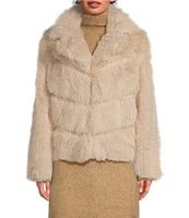 Gibson & Latimer Faux Fur V-Neck Lapel Collar Long Sleeve Bolero Jacket