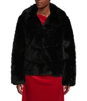 Gibson & Latimer Faux Fur V-Neck Lapel Collar Long Sleeve Bolero Jacket