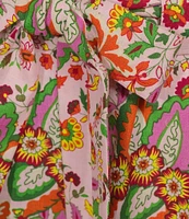 Gibson & Latimer Floral Printed Self Tie High Waist Wide Leg Coordinating Pull-On Pants