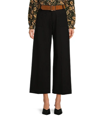 Gibson & Latimer High Rise Wide Leg Front Pocket Belted Ponte Pants