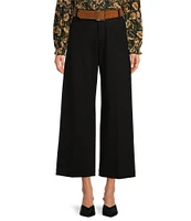 Gibson & Latimer High Rise Wide Leg Front Pocket Belted Ponte Pants