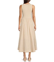 Gibson & Latimer Mixed Media Jewel Neck Sleeveless Fit and Flare Flounce Dress