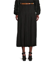 Gibson & Latimer Moonshadow Belted Pleated Midi Skirt