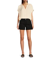 Gibson & Latimer Perfect Fit Denim Mid Rise Pleated Shorts