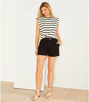 Gibson & Latimer Perfect Fit Denim Mid Rise Pleated Shorts