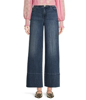 Gibson & Latimer Perfect Fit Denim Mid Rise Wide Ankle Leg Split Side Hem Palazzo Jeans