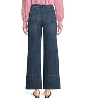 Gibson & Latimer Perfect Fit Denim Mid Rise Wide Ankle Leg Split Side Hem Palazzo Jeans