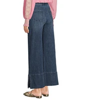 Gibson & Latimer Perfect Fit Denim Mid Rise Wide Ankle Leg Split Side Hem Palazzo Jeans