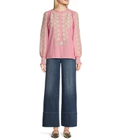 Gibson & Latimer Perfect Fit Denim Mid Rise Wide Ankle Leg Split Side Hem Palazzo Jeans