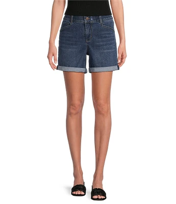 Gibson & Latimer Perfect Fit Wash Twill Denim High Rise Roll Cuff Shorts