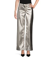 Gibson & Latimer Perfect Fit Stretch Metallic High Rise Palazzo Ankle Crop Pants