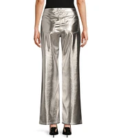 Gibson & Latimer Perfect Fit Stretch Metallic High Rise Palazzo Ankle Crop Pants