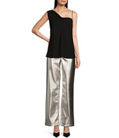 Gibson & Latimer Perfect Fit Stretch Metallic High Rise Palazzo Ankle Crop Pants