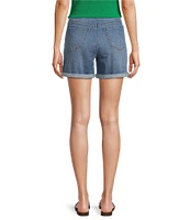Gibson & Latimer Perfect Fit Worn Wash Twill Denim High Rise Roll Cuff Shorts