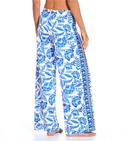 Gibson & Latimer Porcelain Floral Swim Fabric Pant Cover-Up