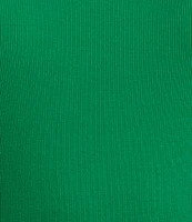 Gibson & Latimer Ribbed Knit Crew Neck Contrasting Poplin Ruffled Short Sleeve Top