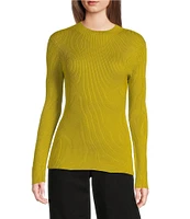 Gibson & Latimer Ribbed Knit Mock Neck Long Sleeve Raw Hem Sweater Top