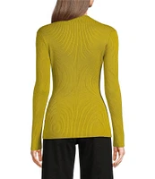 Gibson & Latimer Ribbed Knit Mock Neck Long Sleeve Raw Hem Sweater Top