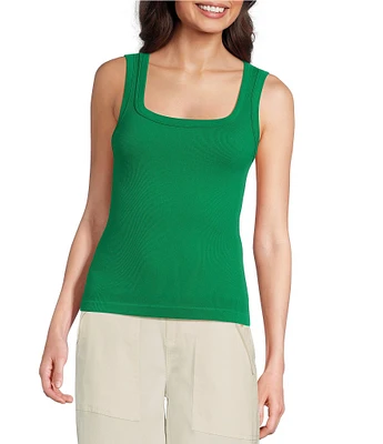 Gibson & Latimer Ribbed Knit Scoop Neck Sleeveless Tank Top