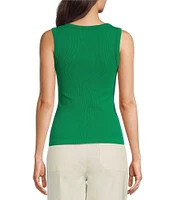 Gibson & Latimer Ribbed Knit Scoop Neck Sleeveless Tank Top