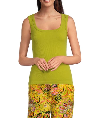 Gibson & Latimer Ribbed Knit Scoop Neck Sleeveless Tank Top