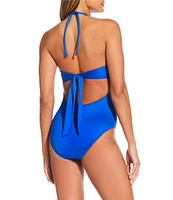 Gibson & Latimer Solid V-Wire Bandeau One Piece Swimsuit