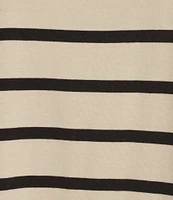 Gibson & Latimer Stripe Knit Crew Neck Sleeveless Sheath Midi Dress