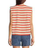 Gibson & Latimer Stripe Knit Crew Neck Sleeveless Muscle Tee Shirt