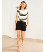 Gibson & Latimer Stripe Knit Crew Neck Sleeveless Muscle Tee Shirt