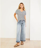 Gibson & Latimer Stripe Print Short Sleeve V-Neck Knit Shirt